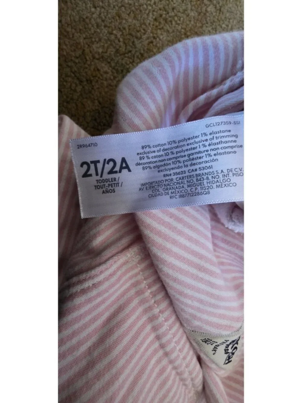 Oshkosh B'Gosh Vestbak Pink White Striped Bib Overalls Size 2T Soft Stretch